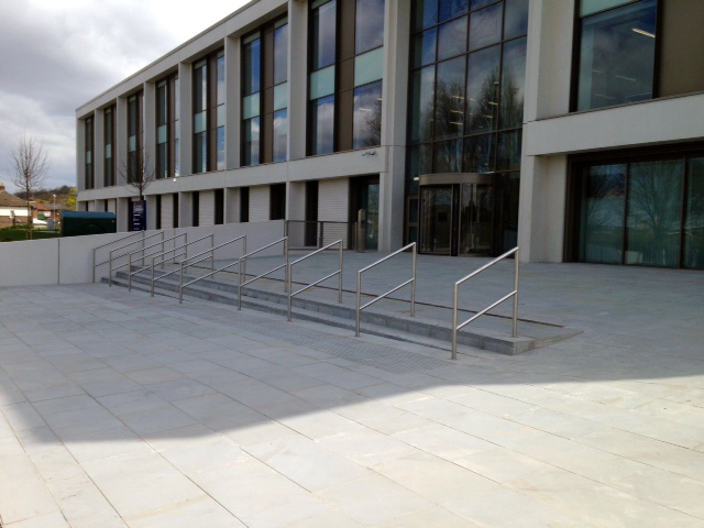 Hard York sandstone paving